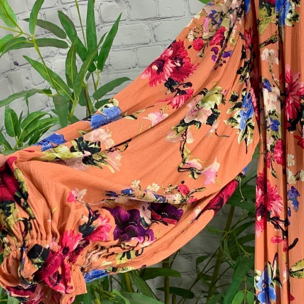 Umgee Salmon w/ Floral Pattern Oversized Dress - Picture 4 of 10